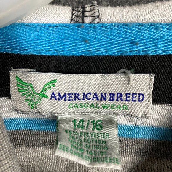 American Breed Henley Shirt 14/16 Boys Hoodie Striped Polyester Blend A2 - Picture 3 of 7